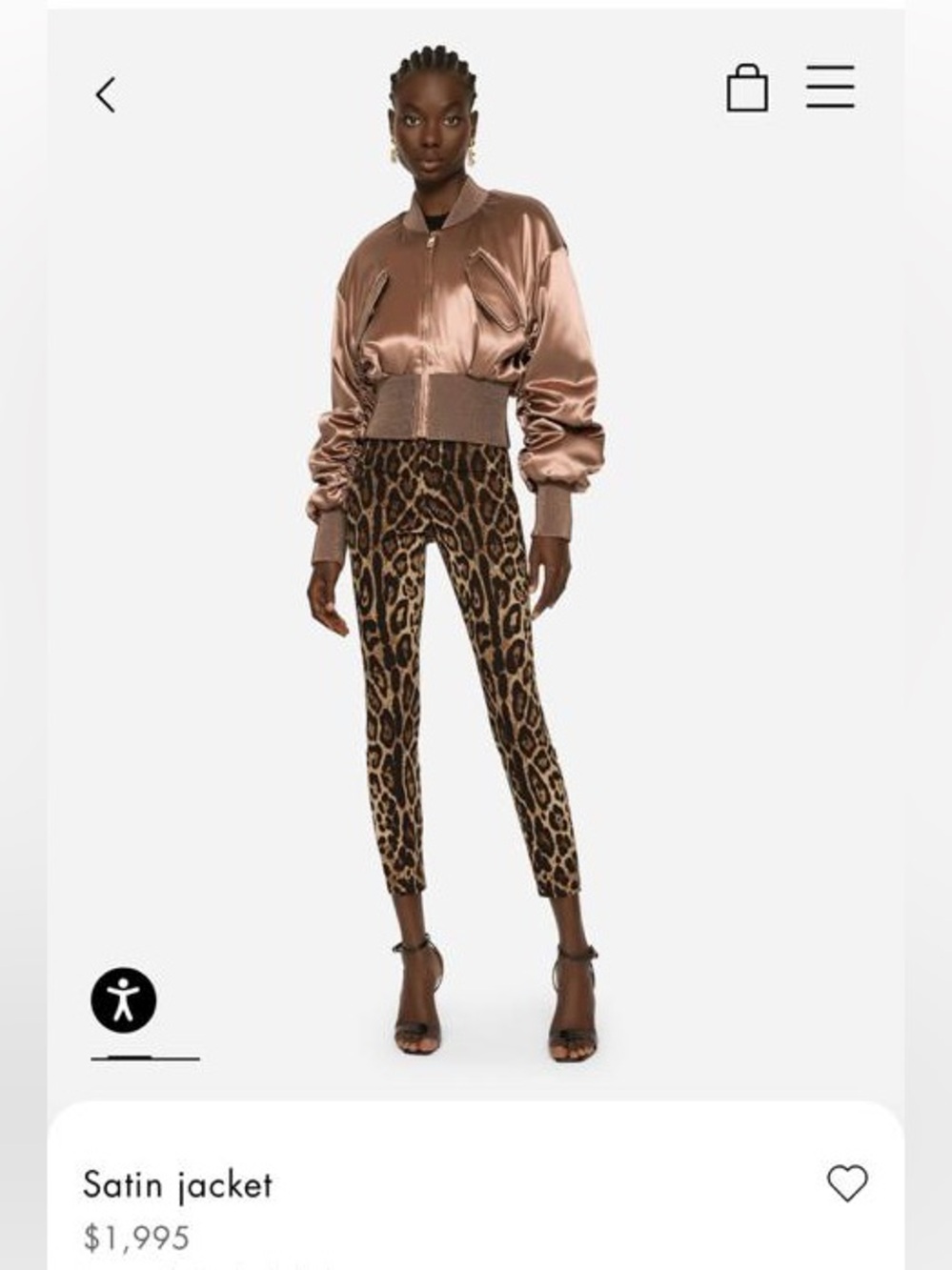 Dolce & Gabbana Satin Cropped Bomber Jacket - Bronze